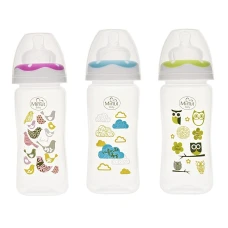 Biberon cu gat larg si tetina pentru +3luni Baby, 270ml, Minut