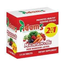 Magneziu cu B6 pachet, 1 cu 1,Adams,60 comprimate