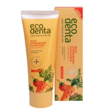 Pasta de dinti pentru copii cu aroma de capsuni si morcov, 75ml, Ecodenta