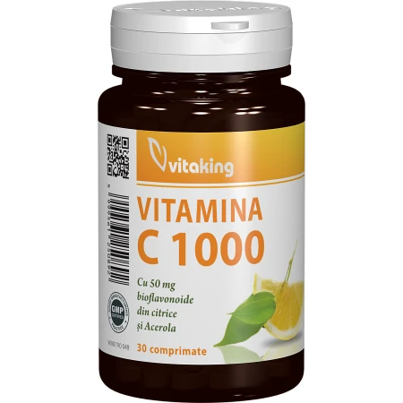 Vitamina C 1000mg cu bioflavonoide, acerola si macese, 30 comprimate, Vitaking