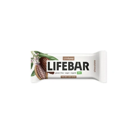 Lifebar baton cu ciocolata, raw, bio, 40g, Lifefood