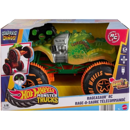 HOT&nbsp;WHEELS Hot Wheels - Masina Teleghidata Monster Truck R/C Rageasaur 1:15, controlata prin telecomanda, multicolor, 4 ani+