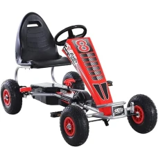 GO Kart cu pedale, 6-15 ani, Kinderauto F8-3, roti Gonflabile 6 inch, culoare rosu
