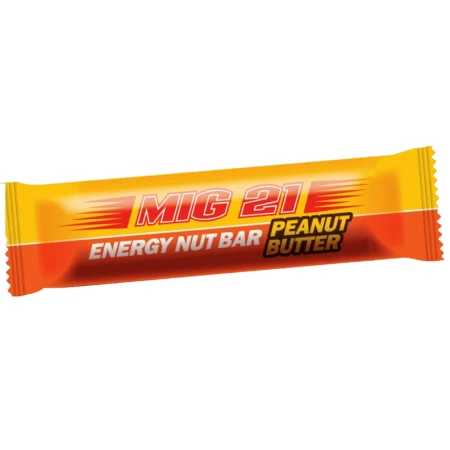 Baton energizant cu unt de arahide si glazura fara gluten MIG 21, 45g, Soco
