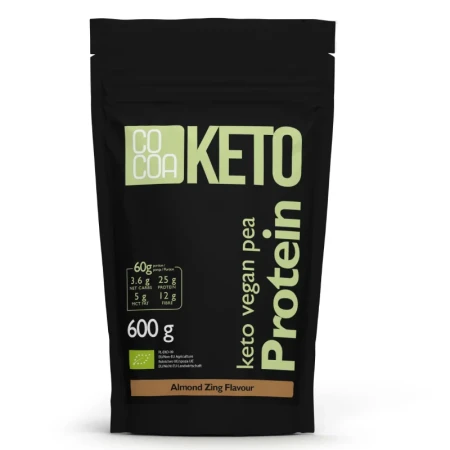 Proteina de mazare cu ulei MCT Keto aroma migdale 600 g Bio Cocoa