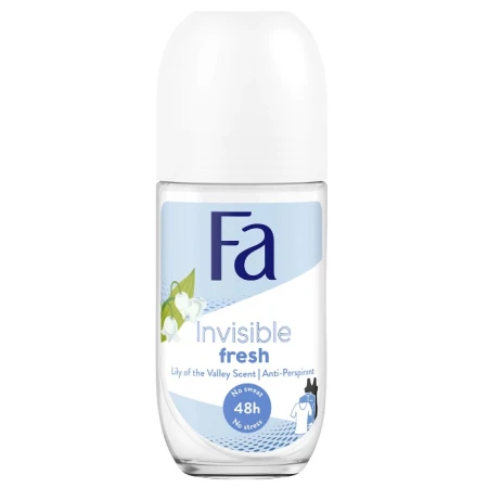 Deodorant roll-on anti-perspirant cu parfum de lacramioare Invisible Fresh, 50ml, Fa