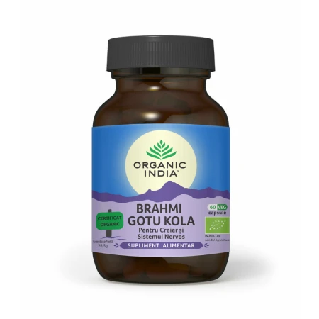 Brahmi~Gotu Kola , Pentru Creier & Sistemul Nervos si Deficit de Atentie, eco, 60 cps, Organic India