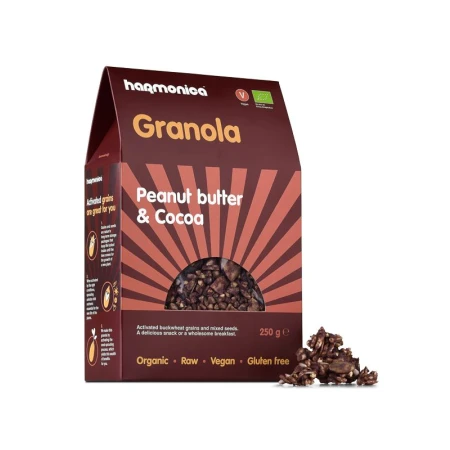 Granola cu pasta de arahide si cacao Bio, 250g, Harmonica