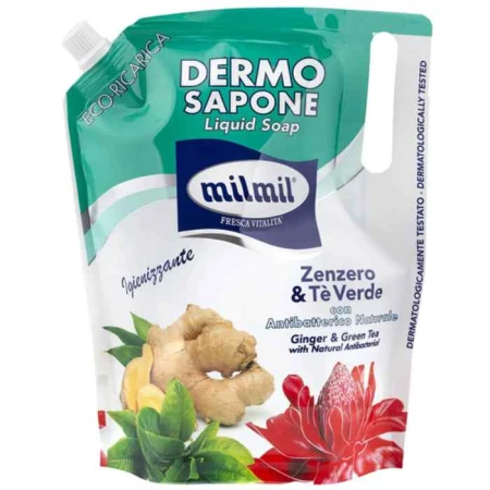 Sapun lichid rezerva eco cu ghimbir & ceai verde, 900ml, Mil Mil