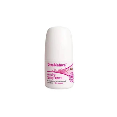 Deo roll-on natural Spring Flowers cu bicarbonat si bisabolol, 50ml, VivaNatura