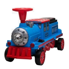Trenulet electric pentru 2 copii SX1919 90W 12V cu ROTI MOI  Albastru