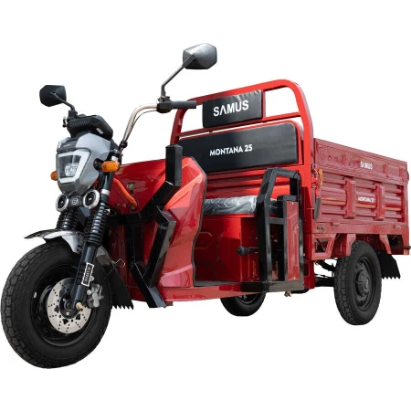 Samus Triciclu Electric Cargo Samus Montana-25-1.3-72V32, Motor 1500W,Viteza Maxima 25 km/h, Autonomie 48KM, Acumulator 72 (6 x 12V)/ 32 aH, Tip baterie plumb acid, , Rosu