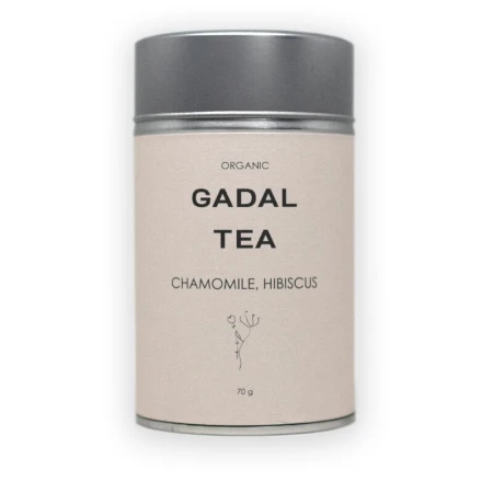 Ceai musetel si hibiscus, bio, 70gr, cutie metalica, Gadal Tea