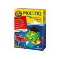 Pestisori Gumati, Moller's, Omega 3, imbunatateste Functia Cerebrala si Imunitara, cu Aroma de Zmeura, 36 jeleuri