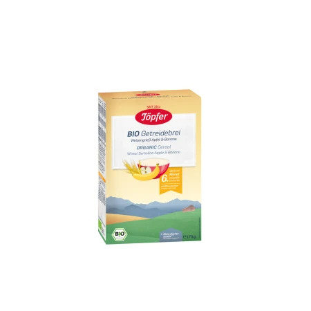 Cereale din gris de grau, mere si banane, 175g, Topfer