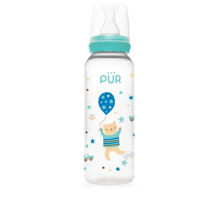 Biberon cu desen verde +3 luni, 250ml, PUR