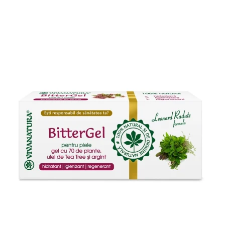 BitterGel pentru piele – gel cu 70 de plante, ulei de Tea Tree si argint 20 ml, Leonard Radutz Formula, VivaNatura