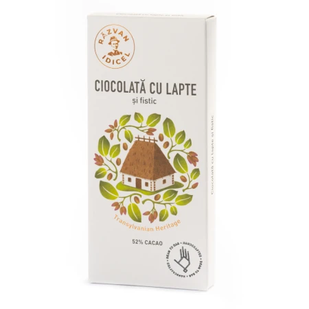 Ciocolata cu lapte 52% cacao si fistic 80 g Rszvan