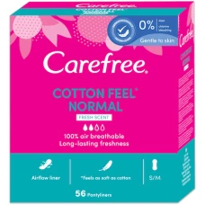 Absorbante zilnice cu extract de bumbac Cotton Feel Normal, 56 bucati, Carefree