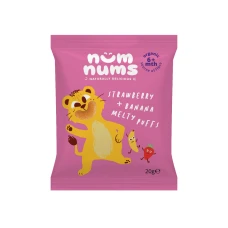 Pufuleti cu capsuni si banana Bio, 20g, Num Nums