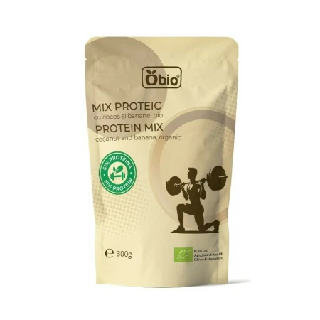 Mix proteic cu cocos si banane bio 300g Obio