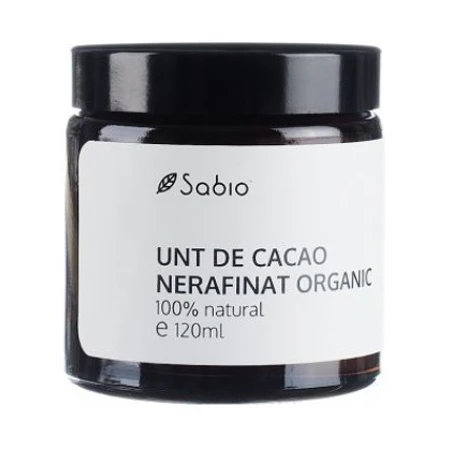 Unt de cacao nerafinat organic, 120ml, Sabio