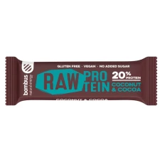 Baton proteic cu nuca de cocos si cacao 20% proteine Raw Protein, 50g, Bombus