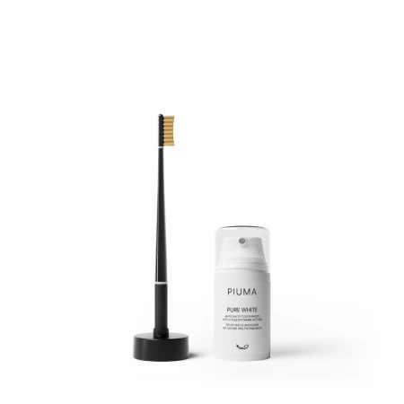 Set Pasta de dinti + Periuta Gold Perfect Black, 75ml, Piuma