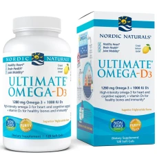 Ultimate Omega cu vitamina D3 Nordic Naturals 120 capsule moi cu aromă de lămâie
