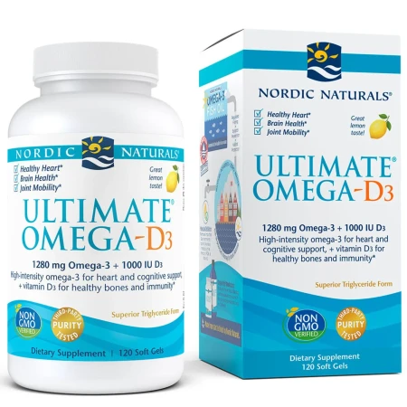 Ultimate Omega cu vitamina D3 Nordic Naturals 120 capsule moi cu aromă de lămâie