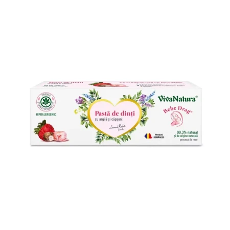 Bebe Drag Pasta de Dinti cu Argila si Capsuni, 50ml, VivaNatura