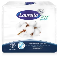 Absorbante de noapte din bumbac organic 5 picaturi Bio Cotton, 10 bucati, Laurella