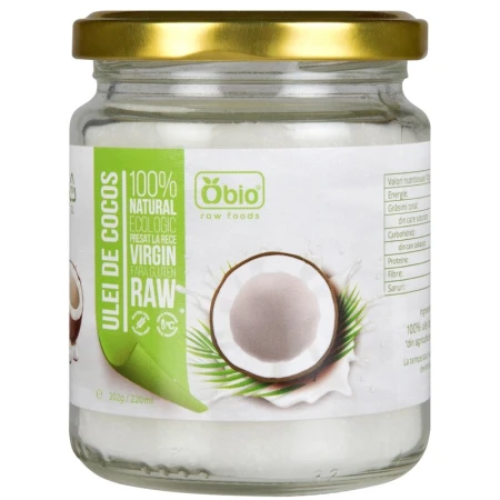 Ulei de cocos bio presat la rece 202g/220ml Obio