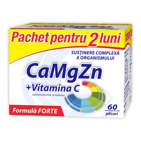 CaMgZn + Vitamina C, 60 plicuri, Zdrovit