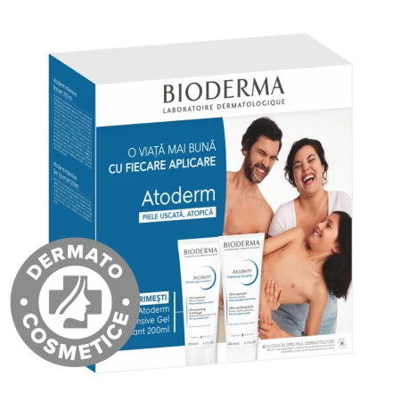 Pachet balsam Atoderm Intensive 200ml + Gel spumant Atoderm Intensive 200ml, Bioderma
