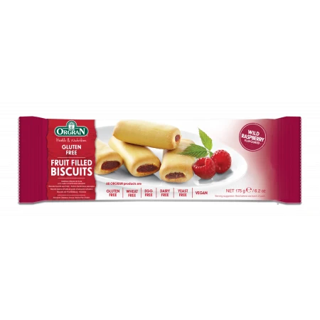 Biscuiti umpluti cu zmeura fara gluten, 175g, Orgran