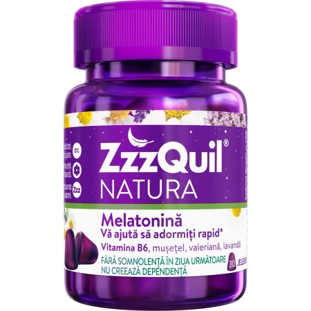 Melatonina Vitamina B6 Valeriana si Lavanda Natura, 30 jeleuri, ZzzQuil