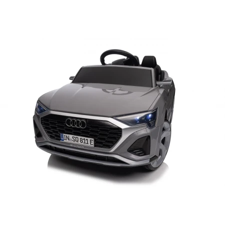 Masinuta electrica pentru copii, Audi SQ8, 70W, 12V, roti moi si scaun tapitat, gri