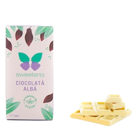 Ciocolata alba cu indulcitor, 100g, Sweeteria
