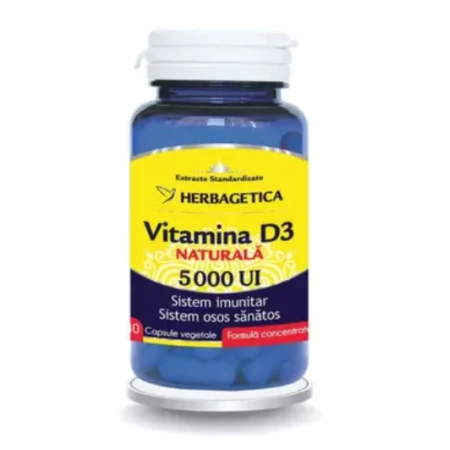 Vitamina D3 Naturala 5000 UI, 30 capsule vegetale, Herbagetica