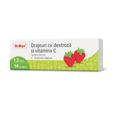 Dr. Max Drajeuri cu dextroza si vitamina C cu aroma de capsune, 14 drajeuri