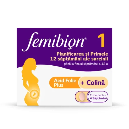 Femibion 1 Planificarea si Primele 12 Saptamani ale Sarcinii, 28 comprimate filmate