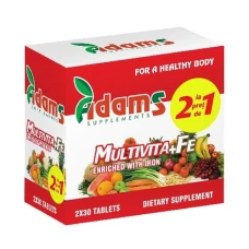 Multivita cu fier pachet,1cu 1, Adams, 60 comprimate
