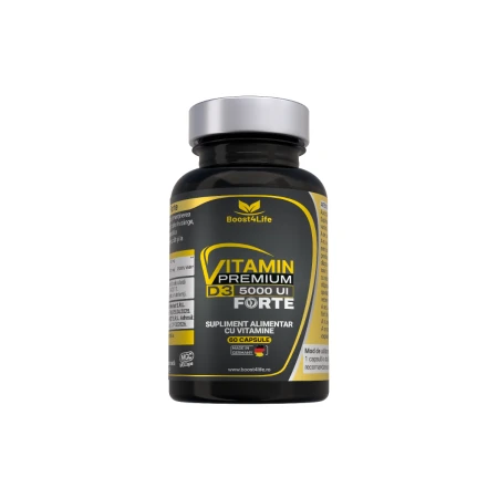 Vitamina D3 Premium Forte 5000 UI, 60 capsule moi, Boost4Life