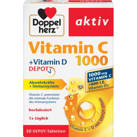 Vitamina C 1000 + Vitamina D Depot, 30 comprimate, Doppelherz