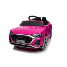 Masinuta electrica pentru fetite, Audi SQ8 70W 12V cu roti moi si scaun tapitat, telecomanda, roz