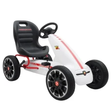 Kart cu pedale, pentru copii 3-9 ani, de la Fiat Abarth, cu roti moi, culoare alba