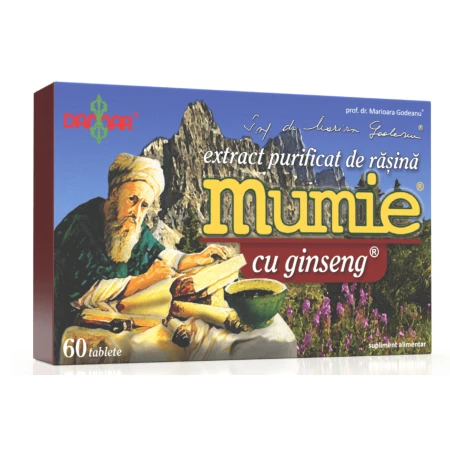 Extract purificat de rasina Mumie cu Ginseng, 60 tablete, Damar