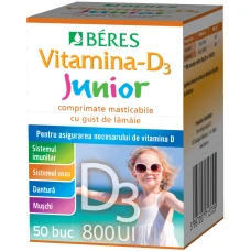Vitamina D3 Junior 800 UI, 50 comprimate masticabile, Beres