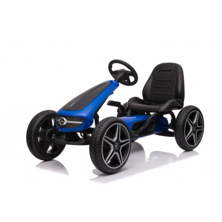 Kinderauto GO Kart cu pedale de la Mercedes, roti cauciuc solid, scaun reglabil, centura de siguranta  Albastru